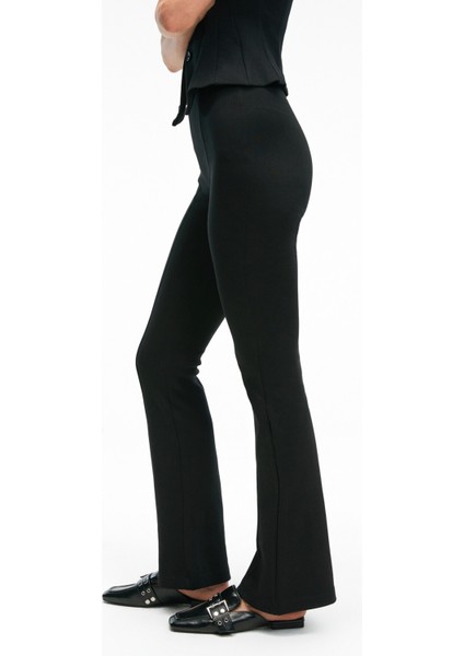 KALYYSIA Kadın Yüksek Bel Geniş Paçalı Slim Fit Siyah Pantolon fırsatları