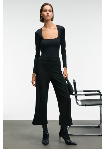 ZAFEEA Kadın Havuz Yakalı Esnek Kumaşlı Çıtçıtlı Siyah Bluz indirimleri