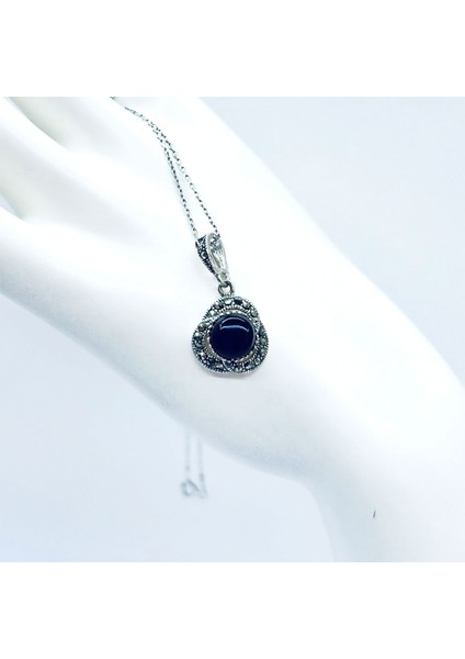 Margazit ve Oltu Taşı Tasarım 925 Ayar Gümüş Kolye fiyatları