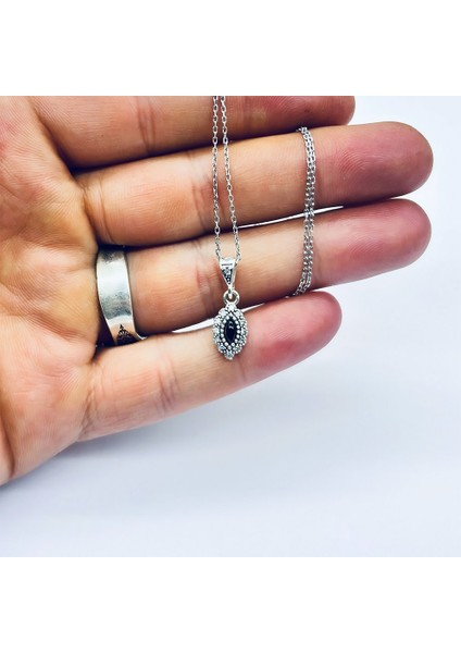 Mekik Mini Boy Zirkon ve Oltu Taşı İşçilikli 925 Ayar Gümüş Kolye fırsatları