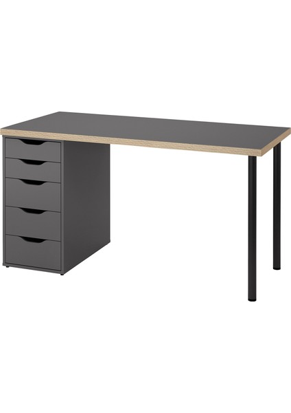 Çalışma Masası, Gri-Siyah, 140X60 cm