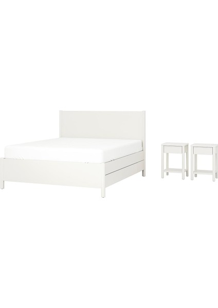 Yatak Odası Takımı, Kırık Beyaz, 160X200 Cm, 3'lü Set