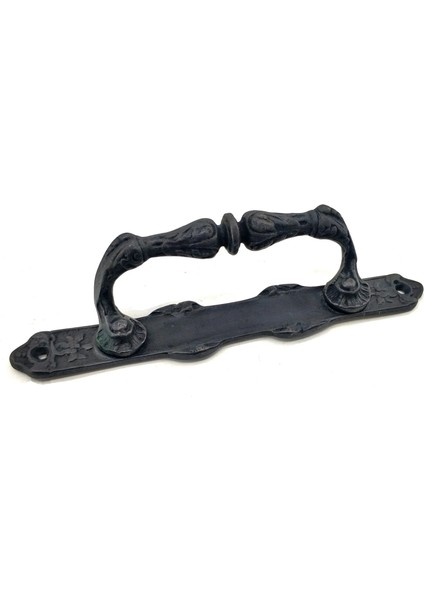 Antika Tarz Dekoratif Pirinç Dar Yan Çekme Kapı Kolu - 225X37 Mm, Oksit ( Lisinya )