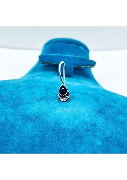 Damla Model Margazit ve Oltu Taşı Tasarım 925 Ayar Gümüş Küpe modelleri