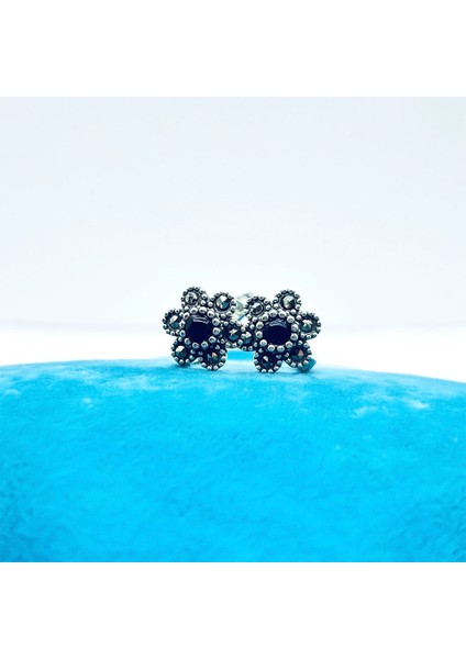 Papatya Margazit ve Oltu Taşı Işçilikli 925 Ayar Gümüş Küpe fırsatları