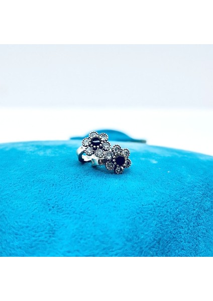 Papatya Model Zirkon ve Oltu Taşı Tasarım 925 Ayar Gümüş Küpe fiyatları