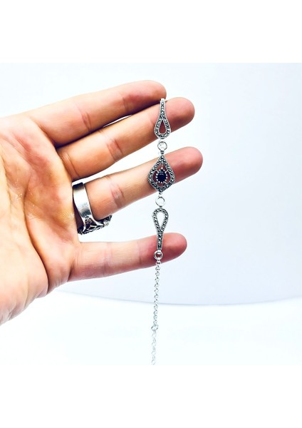 Damla Model Margazit ve Oltu Taşı Tasarım 925 Ayar Gümüş Bileklik fırsatları