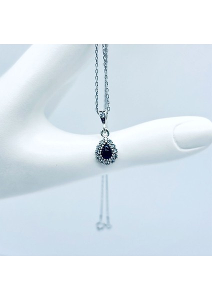 Damla Model Zirkon ve Oltu Taşı Işçilikli 925 Ayar Gümüş modelleri