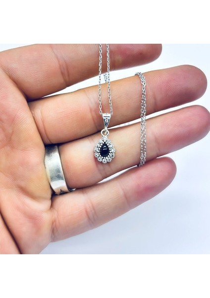 Damla Model Zirkon ve Oltu Taşı Işçilikli 925 Ayar Gümüş fırsatları