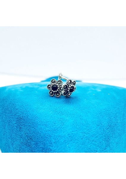 Margazit ve Oltu Taşı Işçilikli 925 Ayar Gümüş Küpe fırsatları