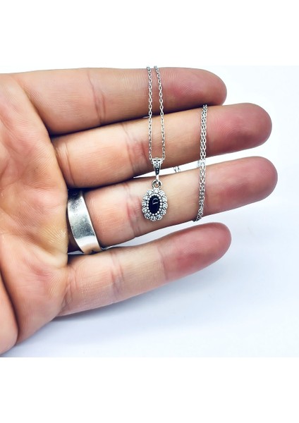 Zirkon ve Oltu Taşı Işçilikli 925 Ayar Gümüş Kolye fiyatları