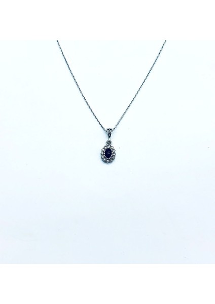 Zirkon ve Oltu Taşı Işçilikli 925 Ayar Gümüş Kolye fırsatları