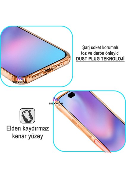 iPhone 17 Pro Max Uyumlu Şarj Soketi Koruma Tıpalı - Kamera Korumalı Şeffaf Silikon Kılıf fırsatları