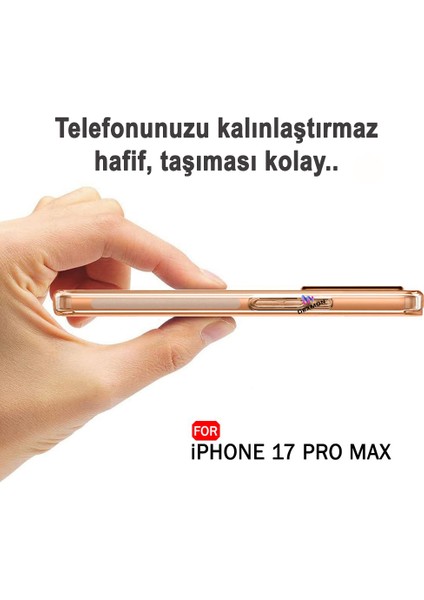 iPhone 17 Pro Max Uyumlu Şarj Soketi Koruma Tıpalı - Kamera Korumalı Şeffaf Silikon Kılıf