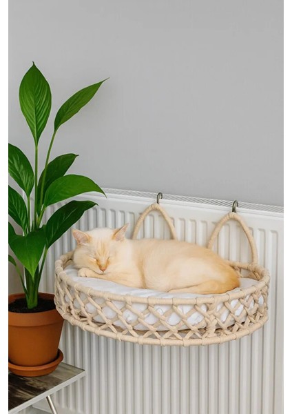 Kedi Köpek Kalorifer Yatağı, Hamak, Kedi Yatağı Krem