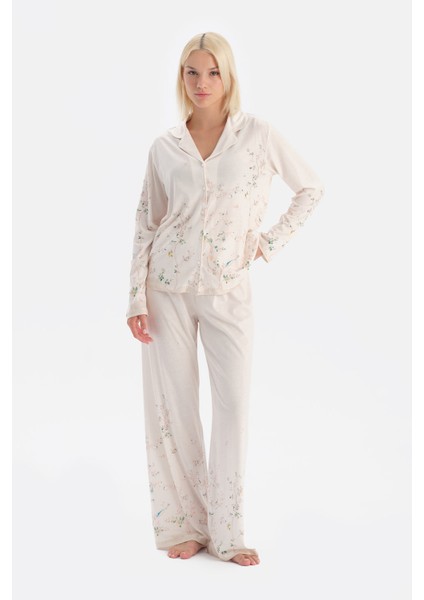 Çiçek Desenli Gömlek Pantolon Takım