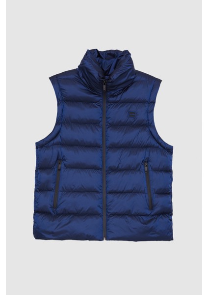 Slim Fit Saks Mavi Düz Yelek Mont indirimleri