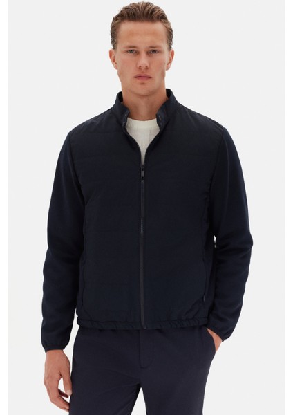 Slim Fit Lacivert Düz Mont