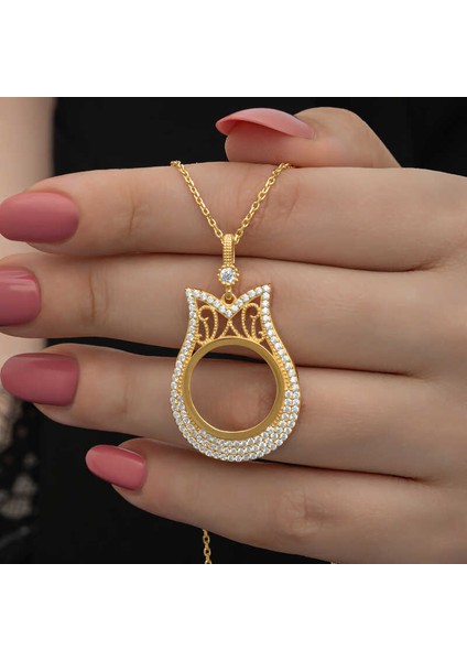 Gümüş Gold Kaplama Çeyrek Altın Takılabilen Kadın Kolye