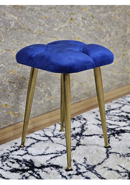Kare Gold Kaplama Konik Ayaklı Tabure - Oturak - Bar Taburesi - Ayaklı Tabure Mavi Renk 33 x 48 Boyut/ebat