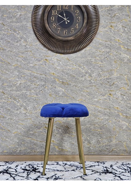 Kare Gold Kaplama Konik Ayaklı Tabure - Oturak - Bar Taburesi - Ayaklı Tabure Mavi Renk 33 x 48 Boyut/ebat modelleri