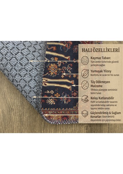 Kaymaz Tabanlı Zürafa Motifli Kırmızı-Lacivert Salon Halısı, Makinede Yıkanabilir Kilim fırsatları