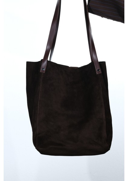 Alfred Kahverengi Hakiki Deri Süet Kadın Omuz Çantası modelleri