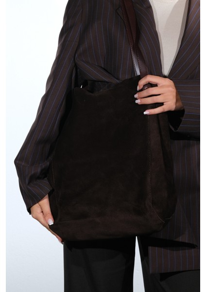 Alfred Kahverengi Hakiki Deri Süet Kadın Omuz Çantası indirimleri