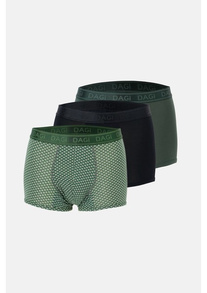 Yeşil 4210 3'lü Desenli Micro Modal Boxer