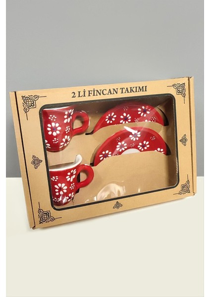 Papatya Desenli Seramik Ikili Fincan Takımı
