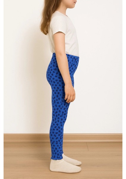 Kız Çocuk Çiçek Desenli Esnek Günlük Koyu Mavi Tayt fiyatları