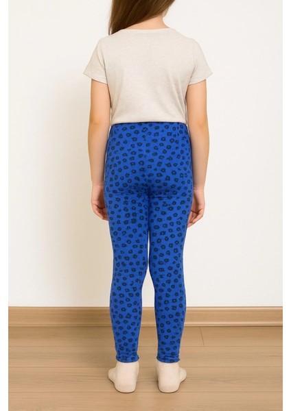 Kız Çocuk Çiçek Desenli Esnek Günlük Koyu Mavi Tayt modelleri