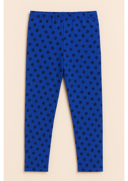 Kız Çocuk Çiçek Desenli Esnek Günlük Koyu Mavi Tayt fırsatları