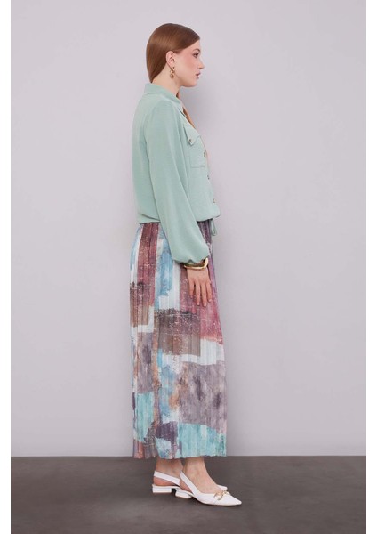 Mint Yeşili -Mint Yeşili Bel Büzgülü Etek Takım fiyatları