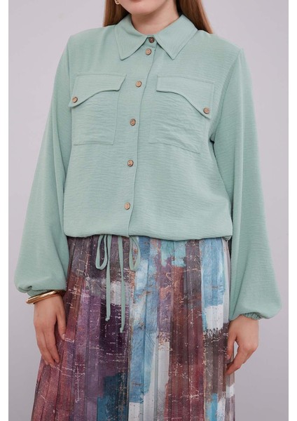 Mint Yeşili -Mint Yeşili Bel Büzgülü Etek Takım fırsatları