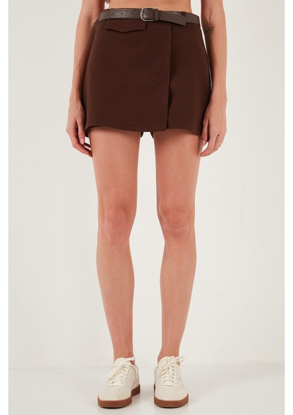 Pamuk Karışımlı Relaxed Fit Yüksek Bel Mini Boy Şort Etek Bayan Şort Etek 611SR0037 fiyatları