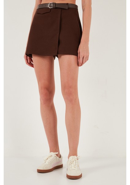 Pamuk Karışımlı Relaxed Fit Yüksek Bel Mini Boy Şort Etek Bayan Şort Etek 611SR0037 fırsatları