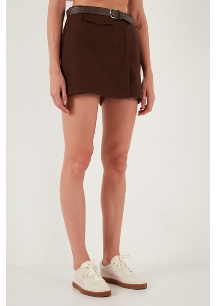 Pamuk Karışımlı Relaxed Fit Yüksek Bel Mini Boy Şort Etek Bayan Şort Etek 611SR0037 indirimleri