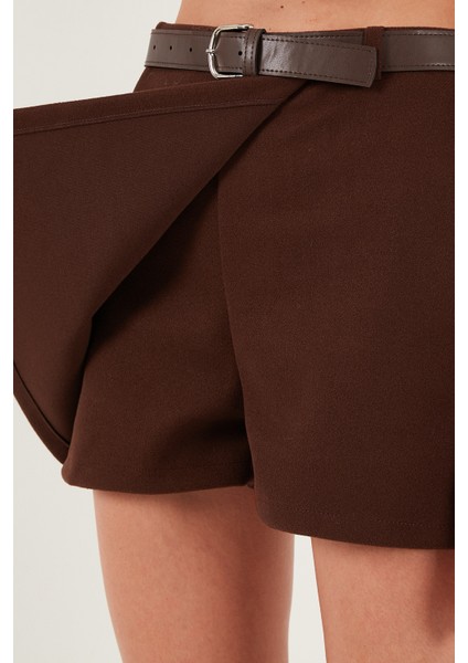 Pamuk Karışımlı Relaxed Fit Yüksek Bel Mini Boy Şort Etek Bayan Şort Etek 611SR0037