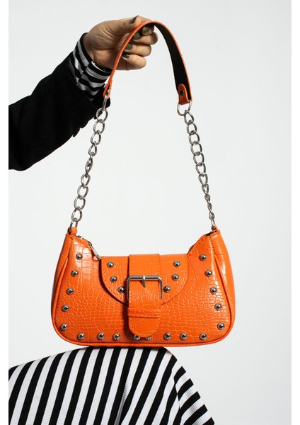 Bony Ma Zımbalı Timsah Desenli Kol Çantası