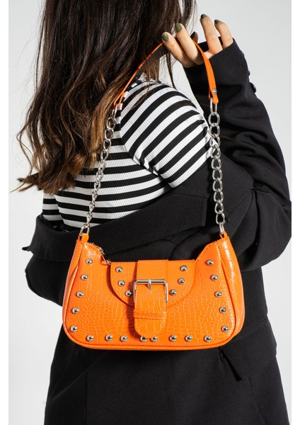 Bony Ma Zımbalı Timsah Desenli Kol Çantası