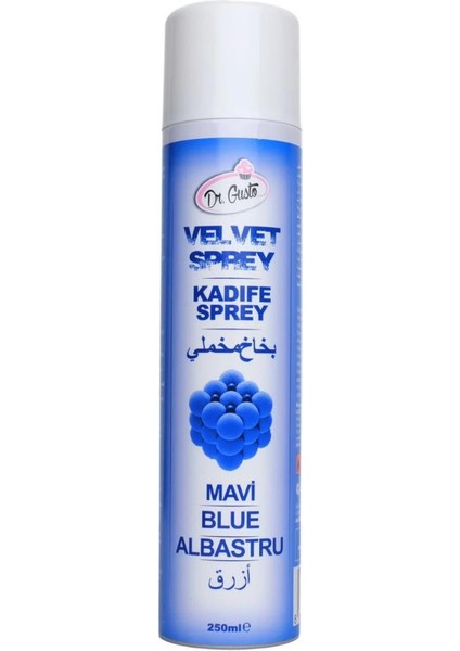 Mavi Kadife Sprey Pasta Boyası 250 ml – Pasta, Mousse, Tatlı ve Şekerleme Kaplama Spreyi