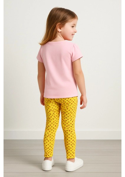 Kız Çocuk Çiçek Desenli Rahat Günlük Sarı Tayt fiyatları