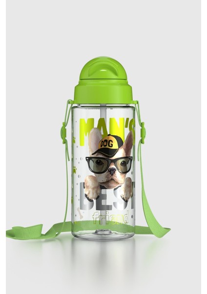 Migo Desenli 500 ml Askılı Pipetli Tritan Çocuk Matara 912004 Yeşil