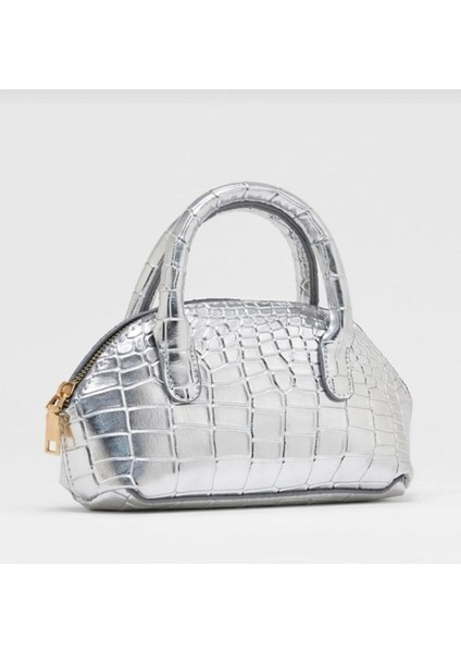 Kadın Parlak Mini Kroko Desen Fermuaralı Kısa ve Uzun Askılı El, Omuz Çantası modelleri