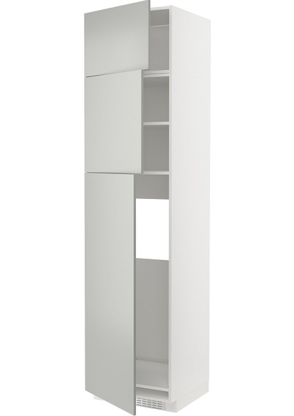 Buzdolabı Boy Dolabı, Havstorp Açık Gri-Koyu Gri, 60X60X240 Cm, 3 Kapaklı, 1 Üst Dolaplı ve 1 Raflı