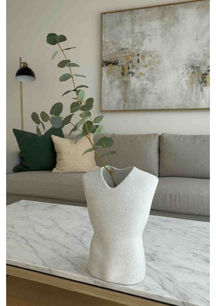Vücut Şeklinde Vazo 20 cm Mermer Desenli
