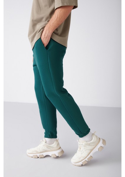 Inside Erkek Regular Fit Yumuşacık Kumaşlı Beli Paçası Lastıkli Yeşil Eşofman Altı fırsatları