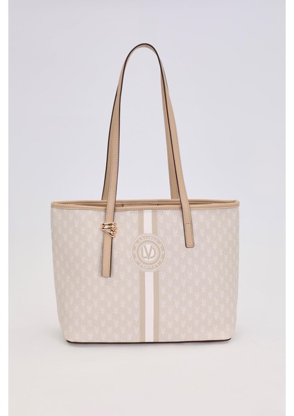 Krem Gold Akseusar Detaylı Omuz Çantası