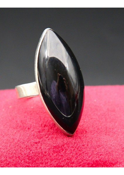 925 Ayar Kadın Gümüş Oltu Taşı Yüzük SY00053